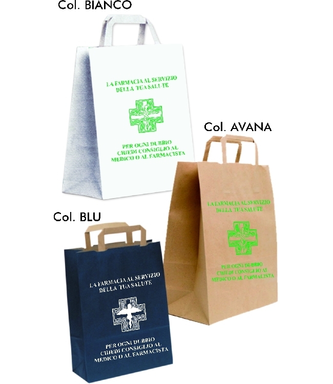 Art. EGO054 Shoppers in carta Kraft F.to 24+10x32 manico a piattina, imballo 400 pz.